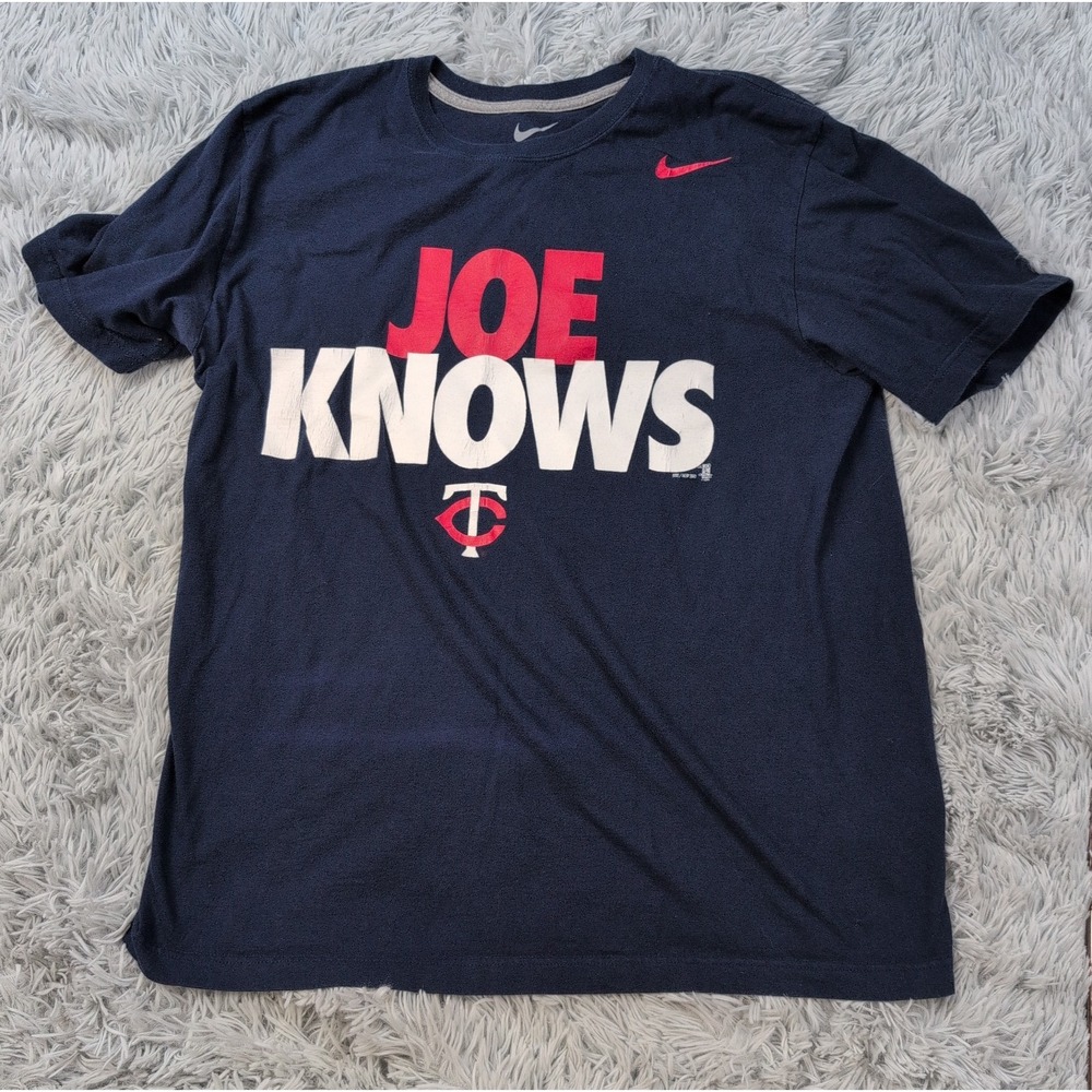 Minnesota Twins Shirt Womens L Blue Tee  Baseball MLB Joe Knows Nike Swoosh